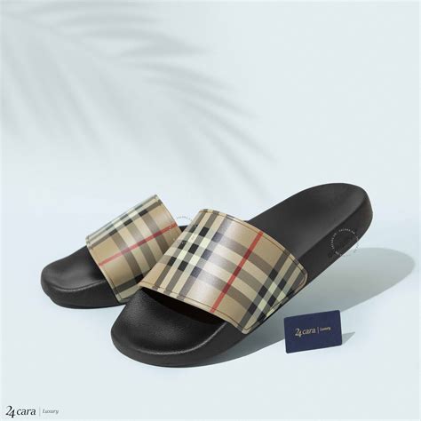 burberry pre-loved slides & flip flops uae|burberry vintage check slides.